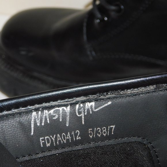 Nasty Gal Lace Up Black Combat Moto Boots Size 7 - Picture 10 of 12